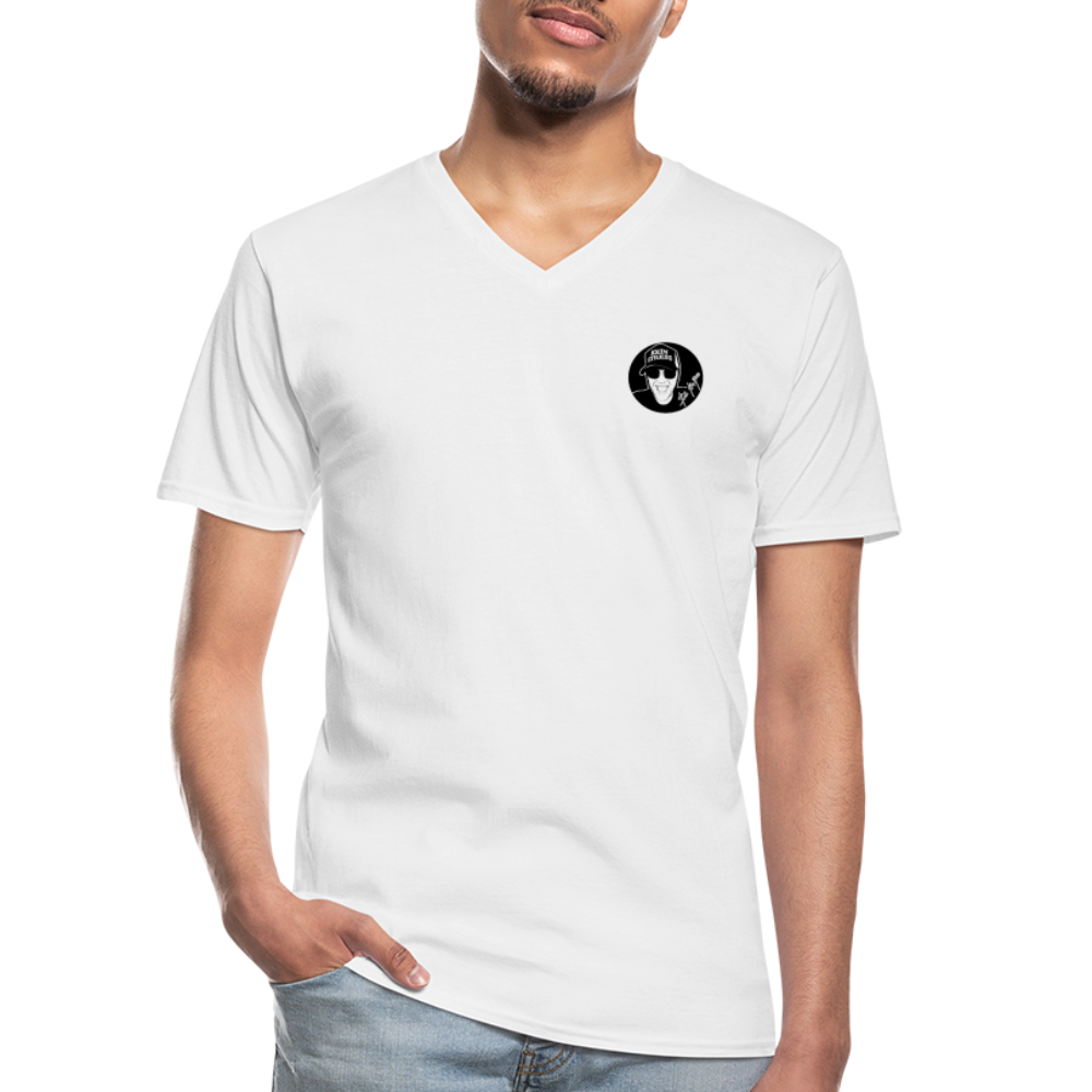 Boscho Kein Stress ® Klassisches Männer-T-Shirt mit V-Ausschnitt - weiß
