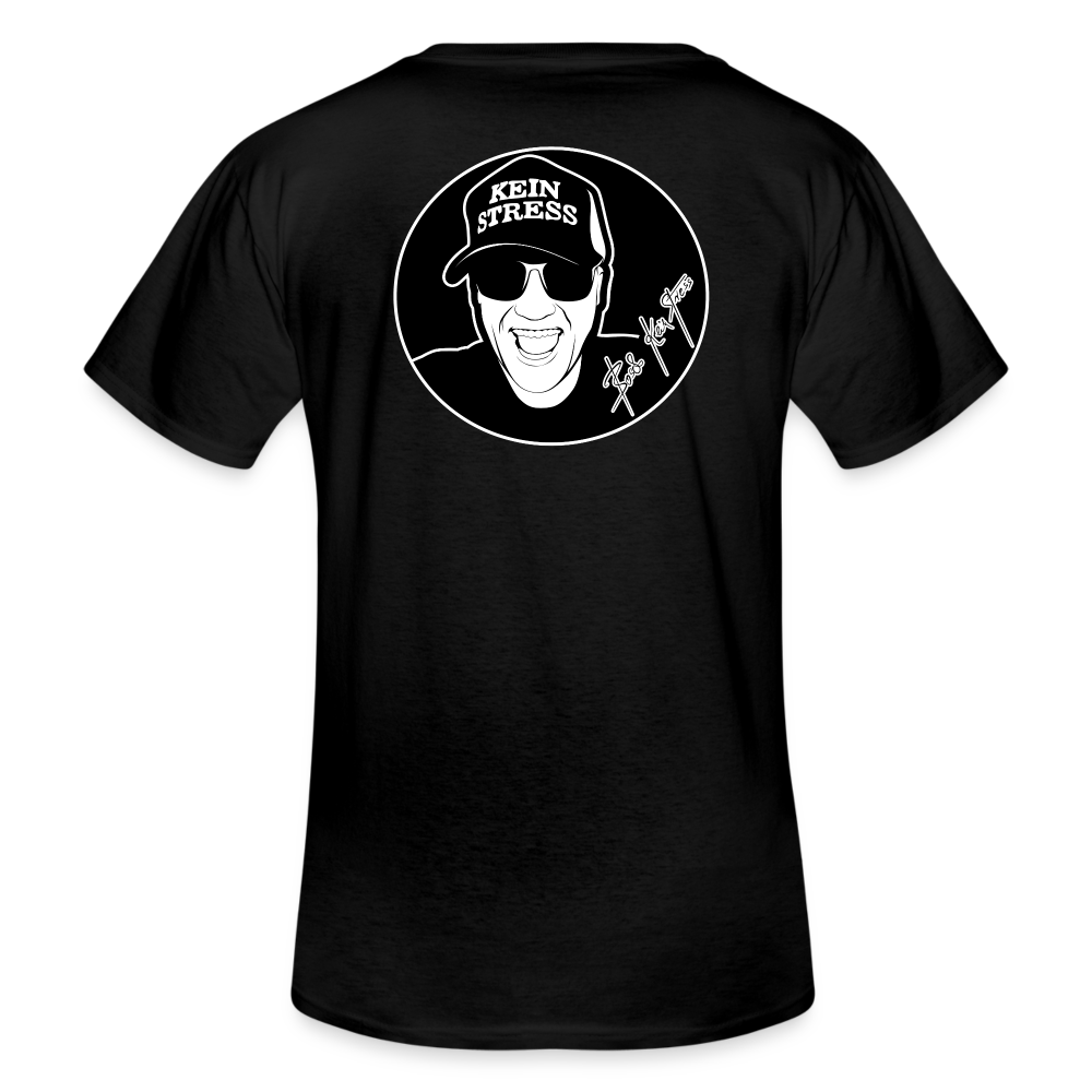 Boscho Kein Stress ® Klassisches Männer-T-Shirt mit V-Ausschnitt - Schwarz