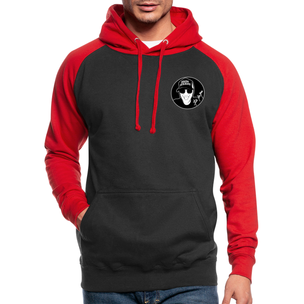 Boscho Kein Stress ® Unisex Baseball Hoodie - Schwarz/Rot