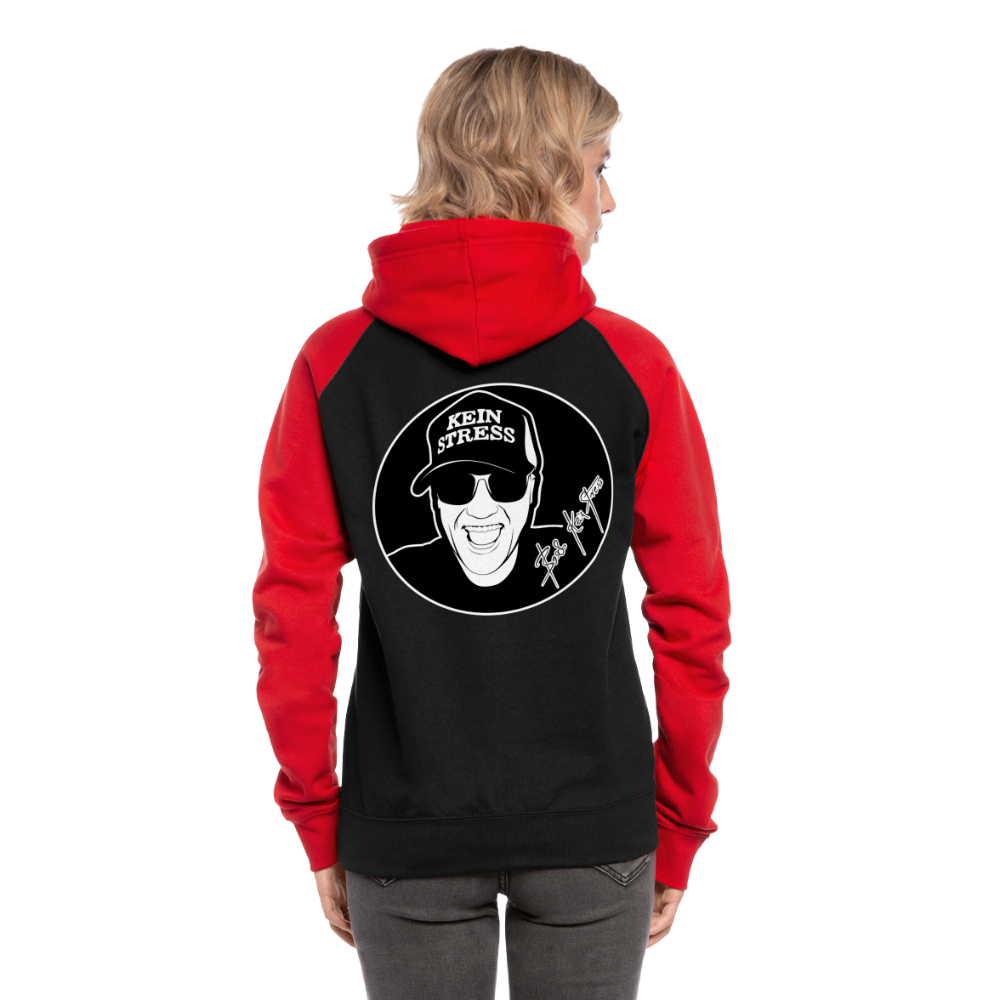 Boscho Kein Stress ® Unisex Baseball Hoodie - Schwarz/Rot