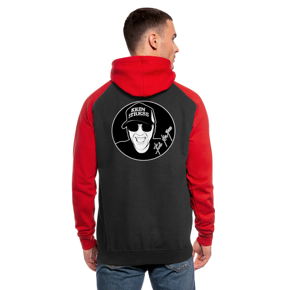 Boscho Kein Stress ® Unisex Baseball Hoodie - Schwarz/Rot