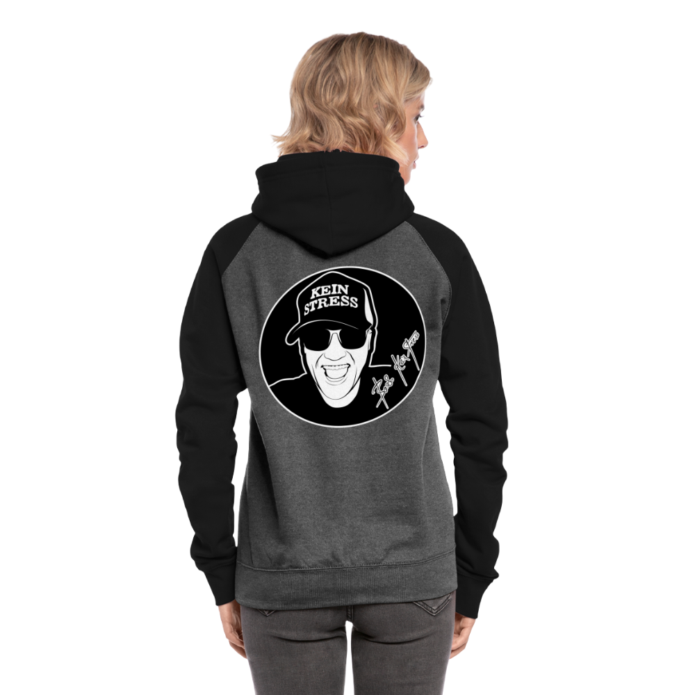 Boscho Kein Stress ® Unisex Baseball Hoodie - Graphit/Schwarz
