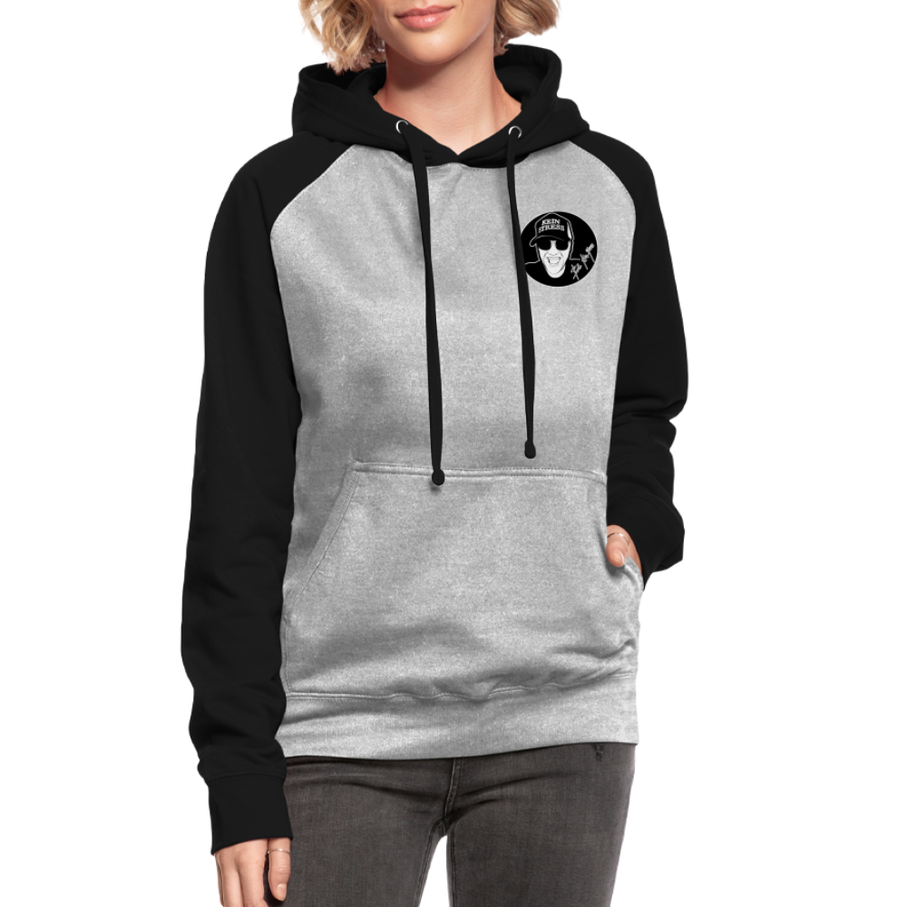 Boscho Kein Stress ® Unisex Baseball Hoodie - Grau meliert/Schwarz