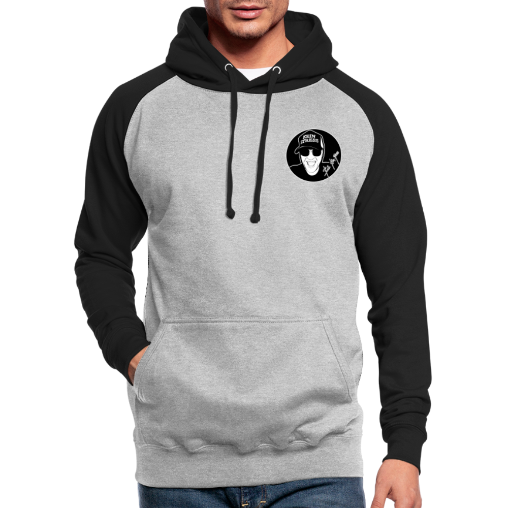 Boscho Kein Stress ® Unisex Baseball Hoodie - Grau meliert/Schwarz