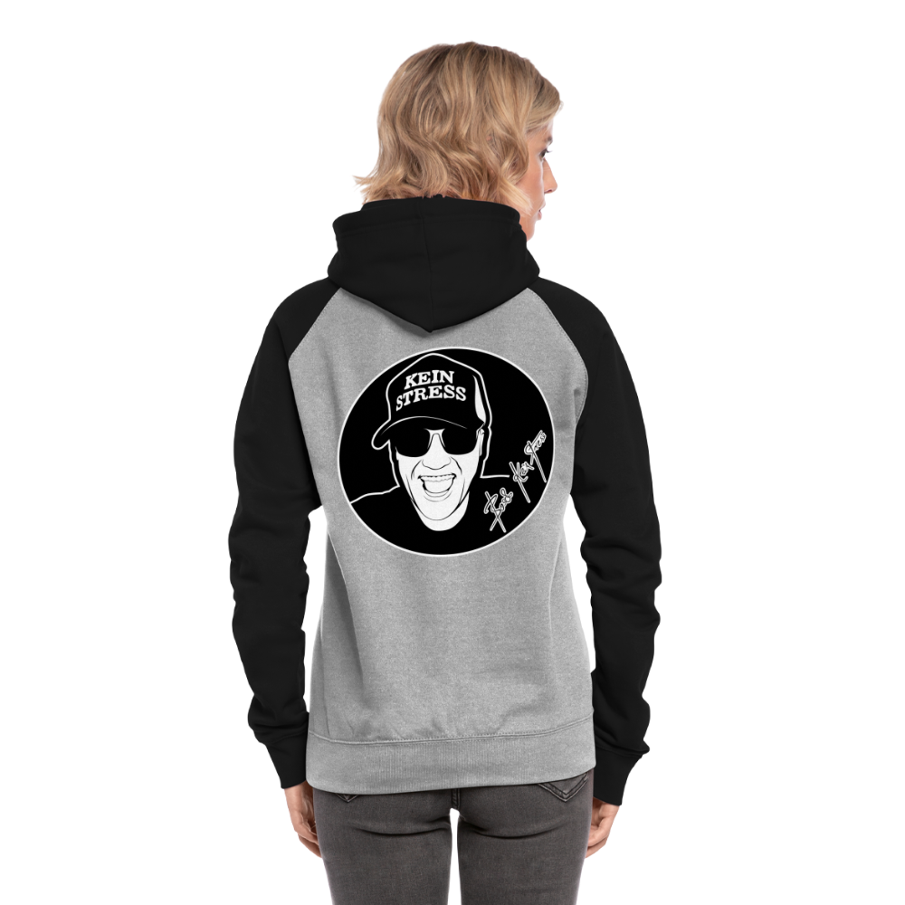 Boscho Kein Stress ® Unisex Baseball Hoodie - Grau meliert/Schwarz