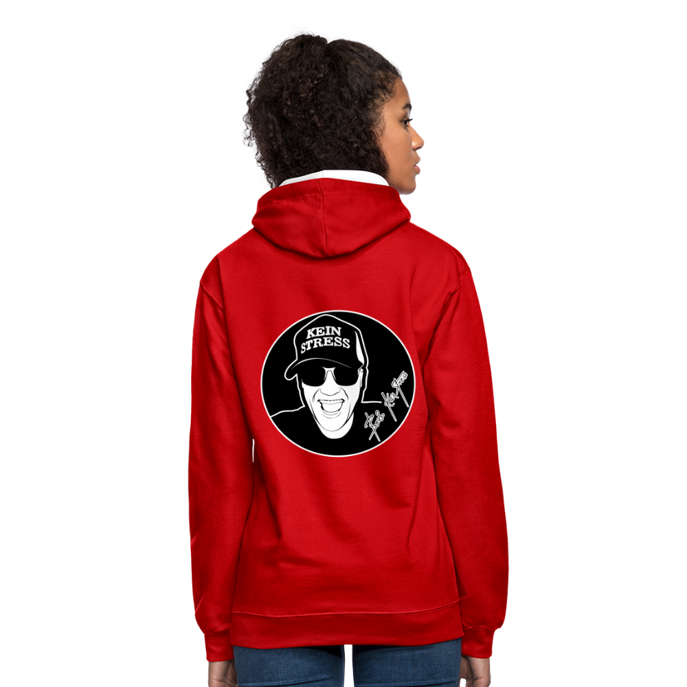 Boscho Kein Stress ® Kontrast-Hoodie - Rot/Weiß
