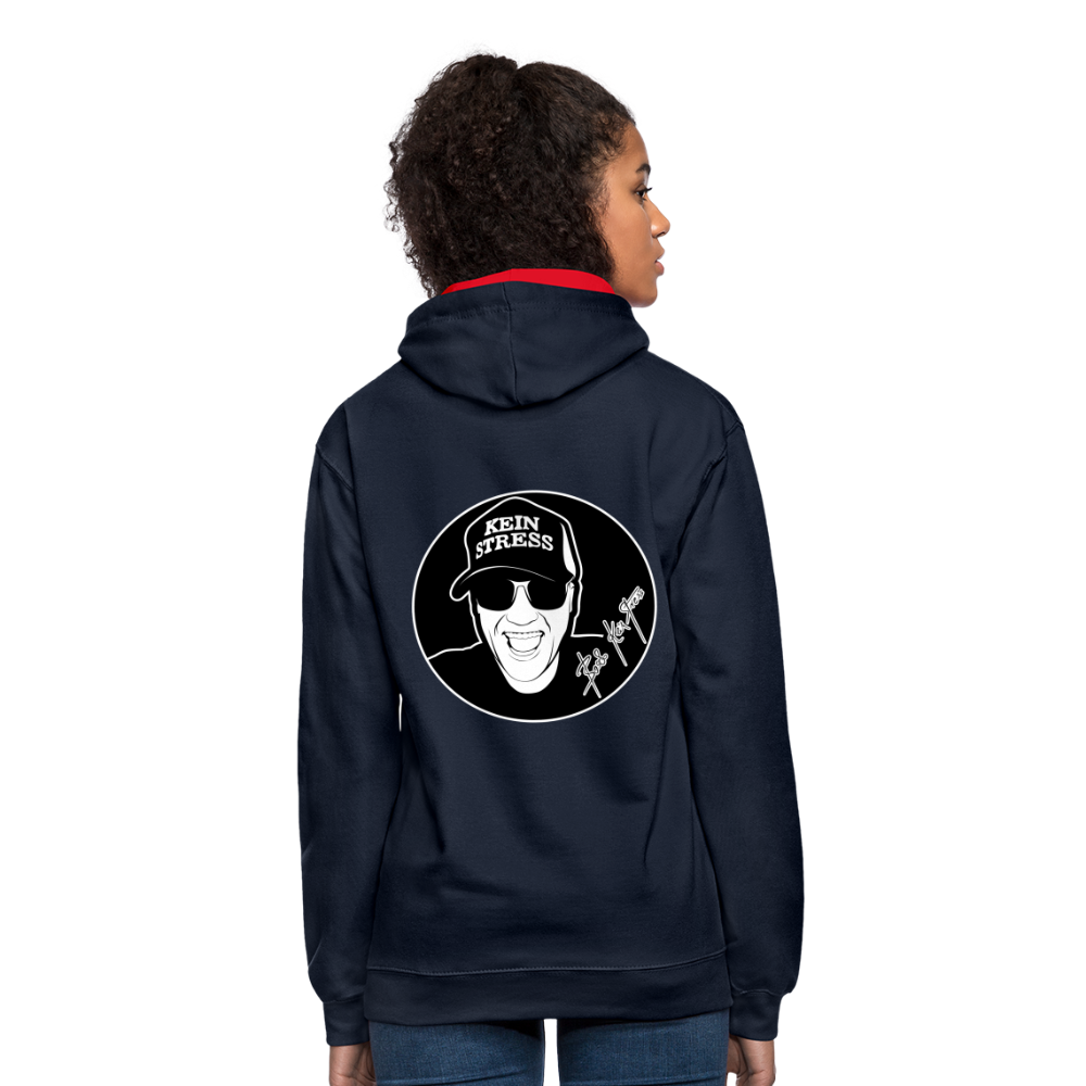 Boscho Kein Stress ® Kontrast-Hoodie - Navy/Rot