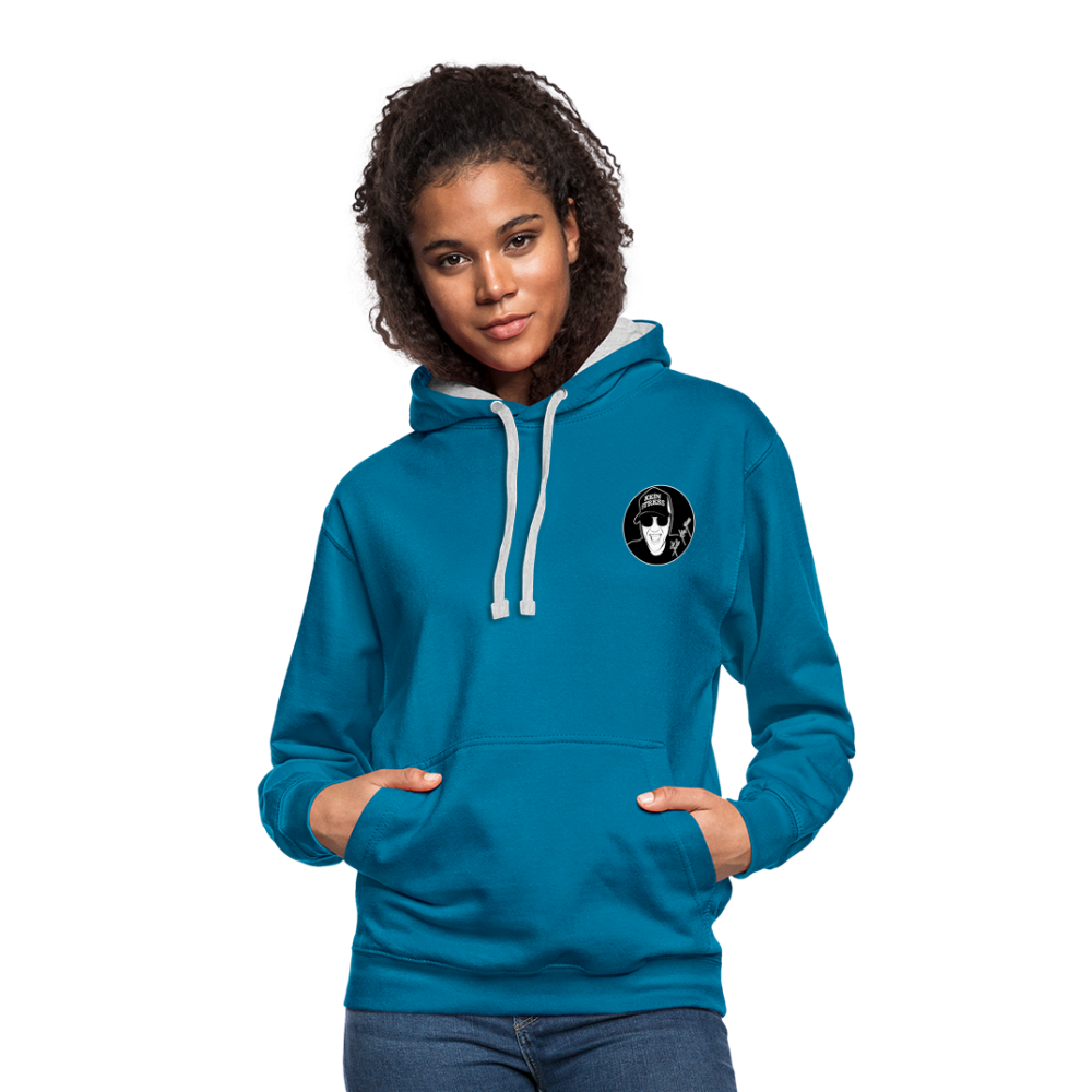 Boscho Kein Stress ® Kontrast-Hoodie - Pfauenblau/Grau meliert