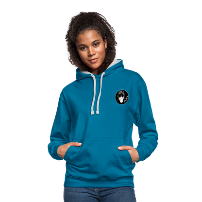 Boscho Kein Stress ® Kontrast-Hoodie - Pfauenblau/Grau meliert