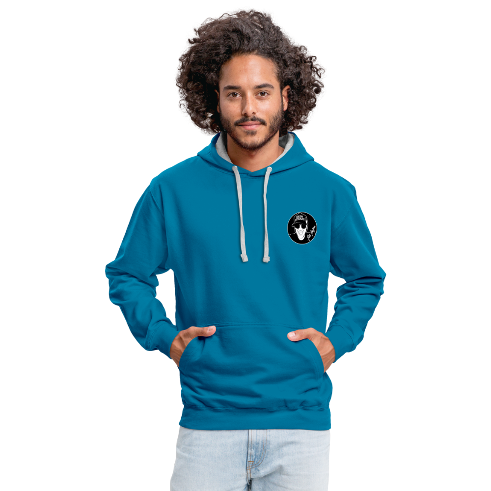 Boscho Kein Stress ® Kontrast-Hoodie - Pfauenblau/Grau meliert