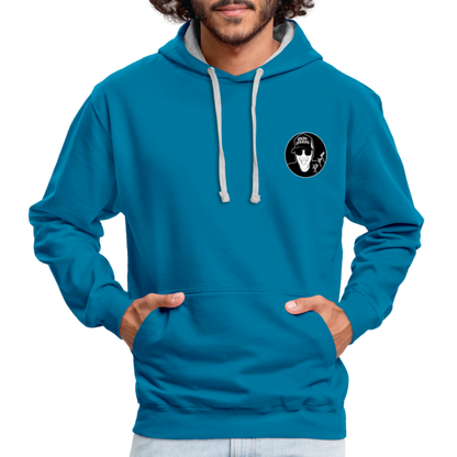 Boscho Kein Stress ® Kontrast-Hoodie - Pfauenblau/Grau meliert