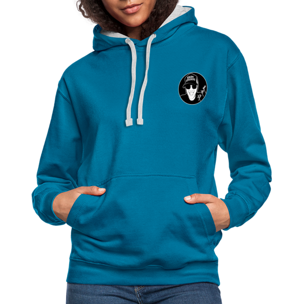 Boscho Kein Stress ® Kontrast-Hoodie - Pfauenblau/Grau meliert