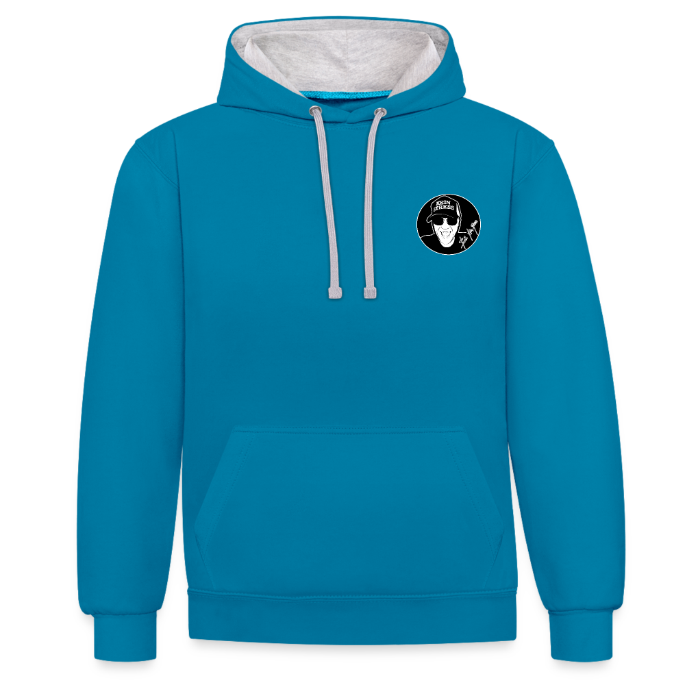 Boscho Kein Stress ® Kontrast-Hoodie - Pfauenblau/Grau meliert