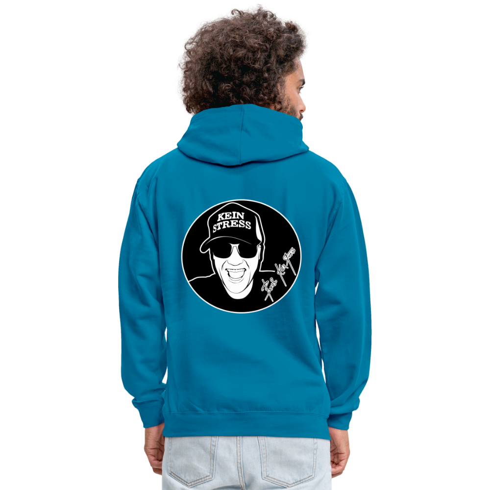 Boscho Kein Stress ® Kontrast-Hoodie - Pfauenblau/Grau meliert