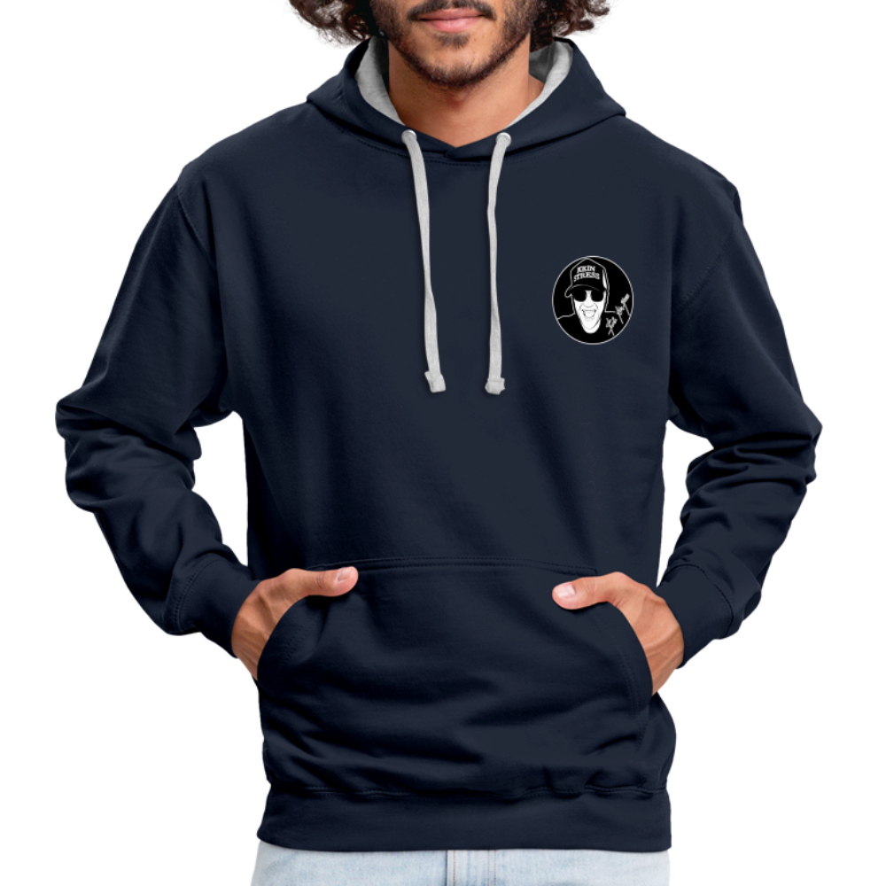 Boscho Kein Stress ® Kontrast-Hoodie - Navy/Grau meliert