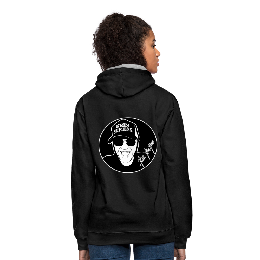 Boscho Kein Stress ® Kontrast-Hoodie - Schwarz/Grau meliert