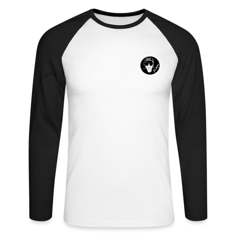 Boscho Kein Stress ® Männer Baseballshirt langarm - Weiß/Schwarz