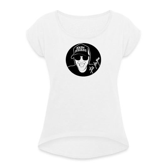 Boscho Kein Stress ® Frauen T-Shirt mit gerollten Ärmeln - weiß