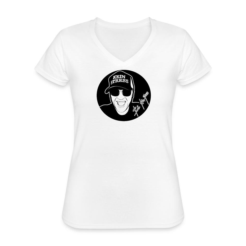 Boscho Kein Stress ® Klassisches Frauen-T-Shirt mit V-Ausschnitt - weiß