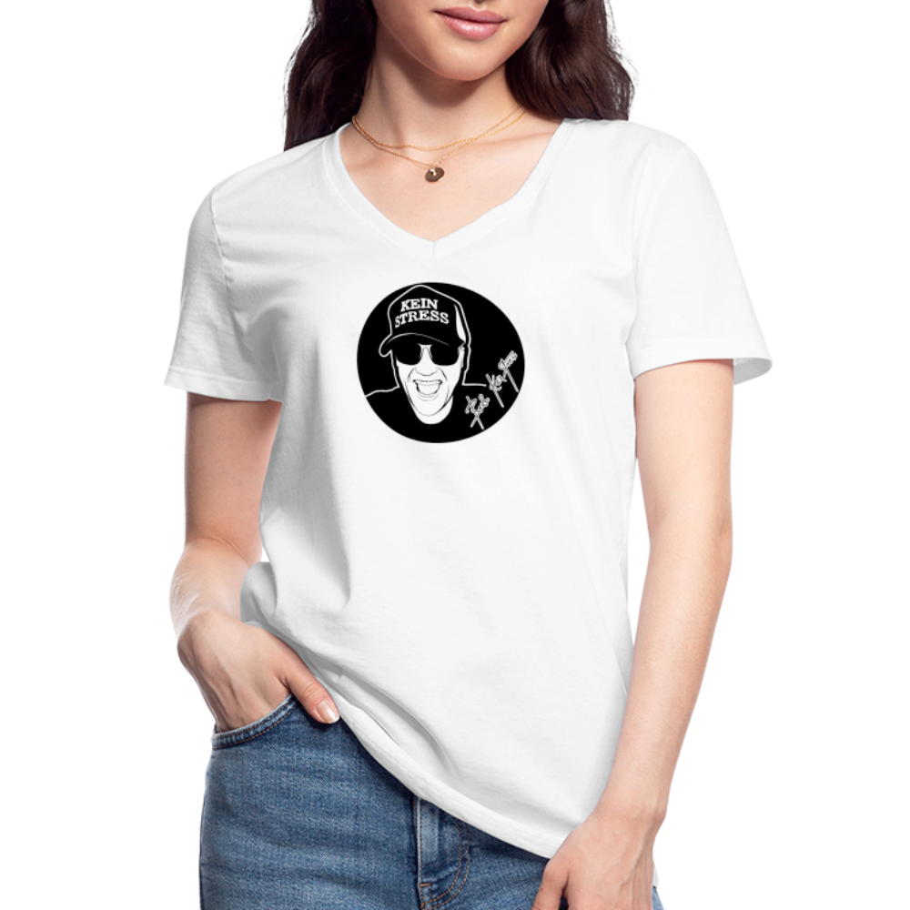 Boscho Kein Stress ® Klassisches Frauen-T-Shirt mit V-Ausschnitt - weiß