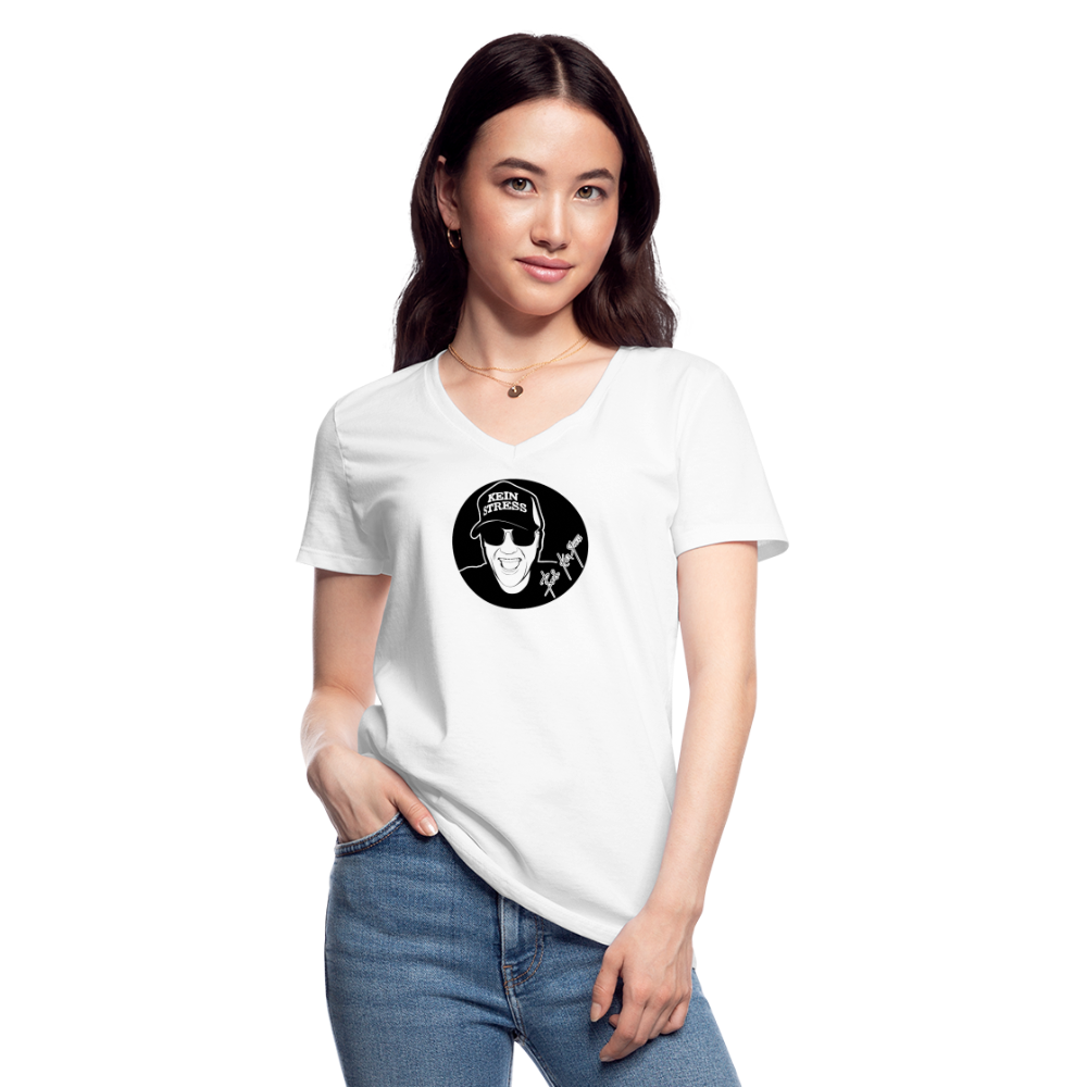 Boscho Kein Stress ® Klassisches Frauen-T-Shirt mit V-Ausschnitt - weiß