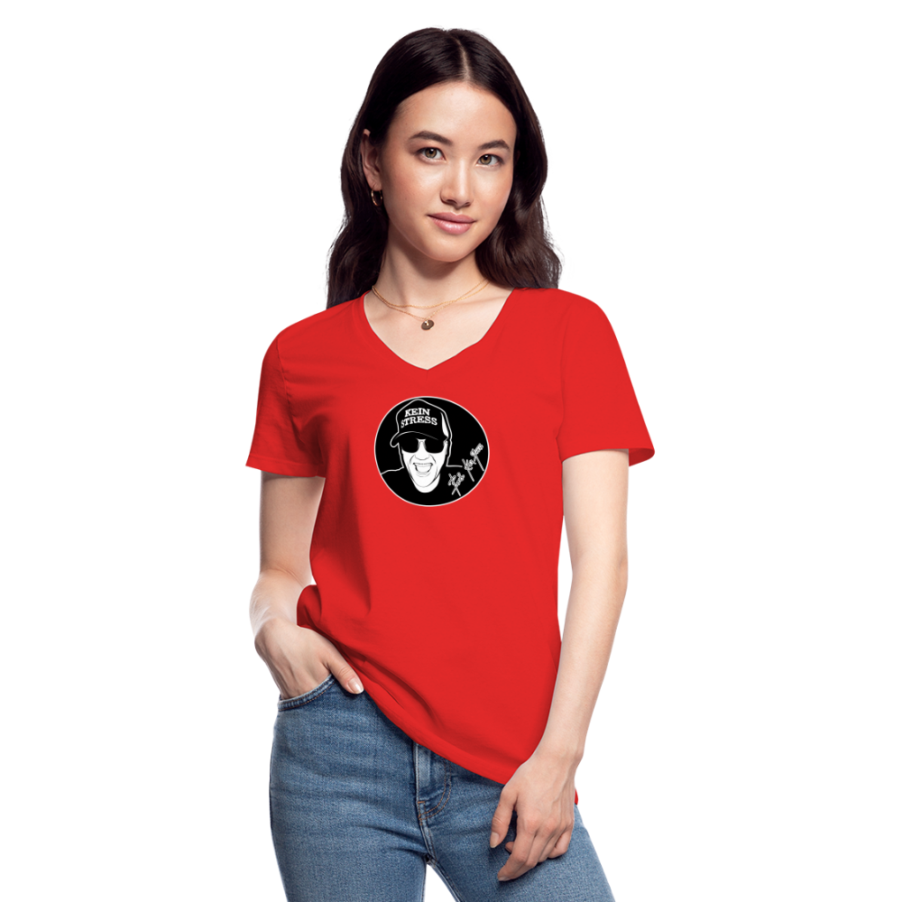 Boscho Kein Stress ® Klassisches Frauen-T-Shirt mit V-Ausschnitt - Rot