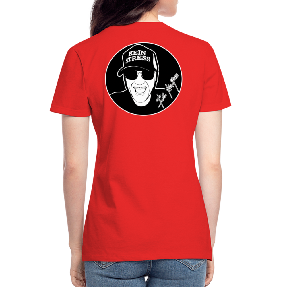Boscho Kein Stress ® Klassisches Frauen-T-Shirt mit V-Ausschnitt - Rot