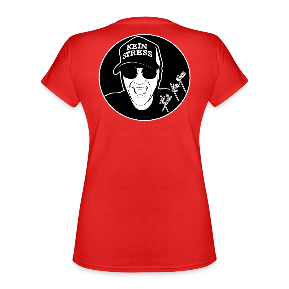 Boscho Kein Stress ® Klassisches Frauen-T-Shirt mit V-Ausschnitt - Rot
