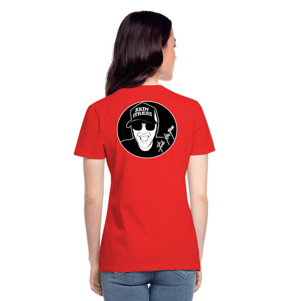 Boscho Kein Stress ® Klassisches Frauen-T-Shirt mit V-Ausschnitt - Rot
