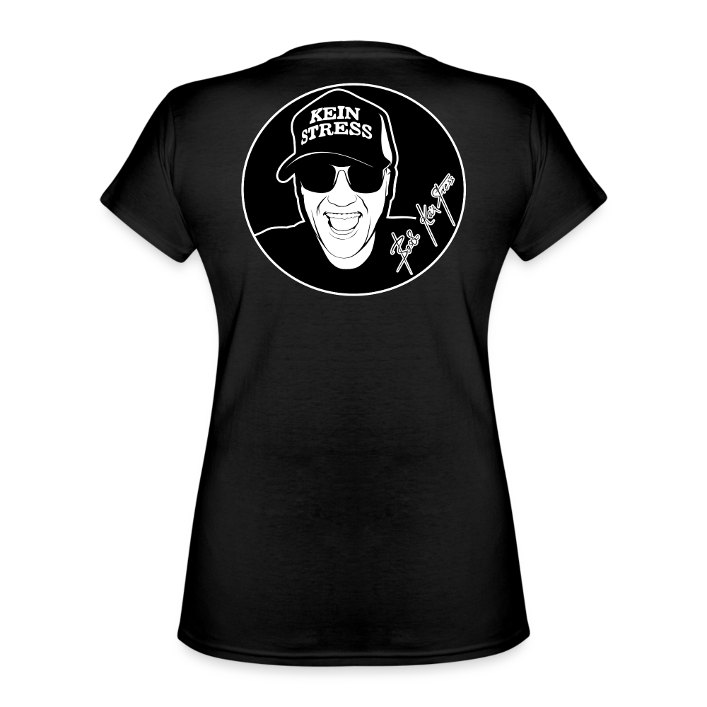 Boscho Kein Stress ® Klassisches Frauen-T-Shirt mit V-Ausschnitt - Schwarz