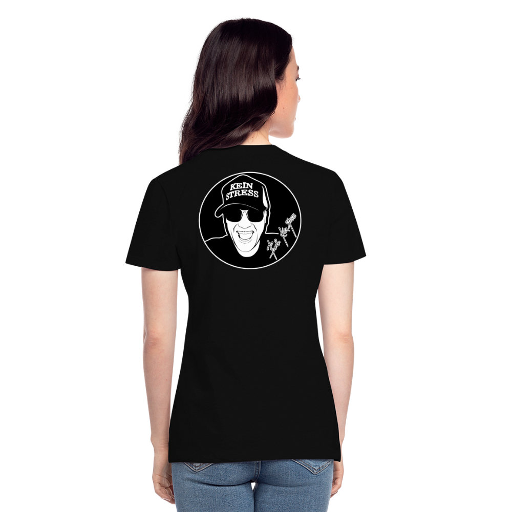 Boscho Kein Stress ® Klassisches Frauen-T-Shirt mit V-Ausschnitt - Schwarz