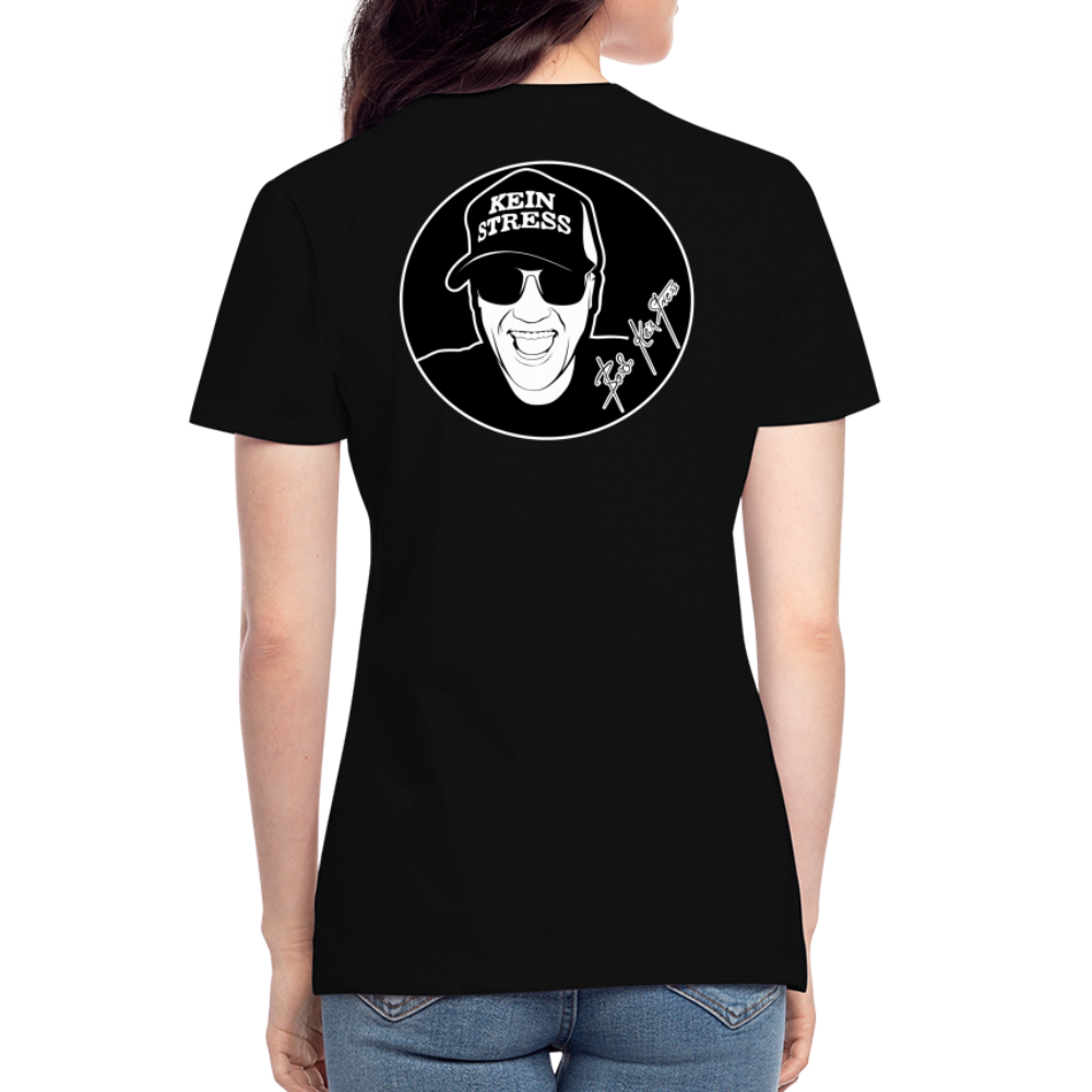 Boscho Kein Stress ® Klassisches Frauen-T-Shirt mit V-Ausschnitt - Schwarz