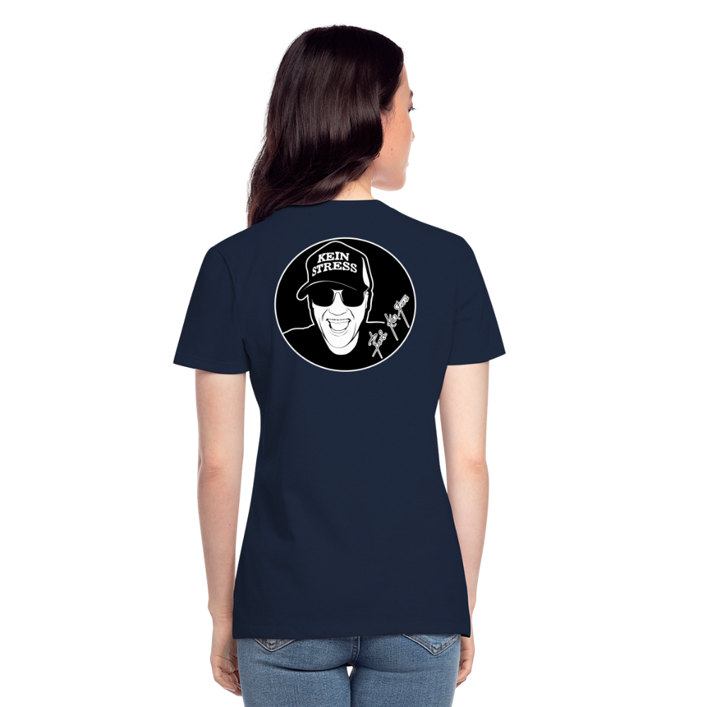 Boscho Kein Stress ® Klassisches Frauen-T-Shirt mit V-Ausschnitt - Navy