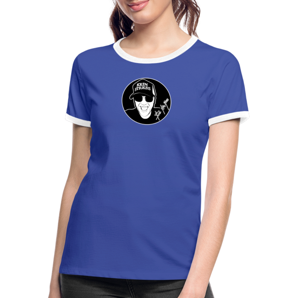 Boscho Kein Stress ® Frauen Kontrast-T-Shirt - Blau/Weiß