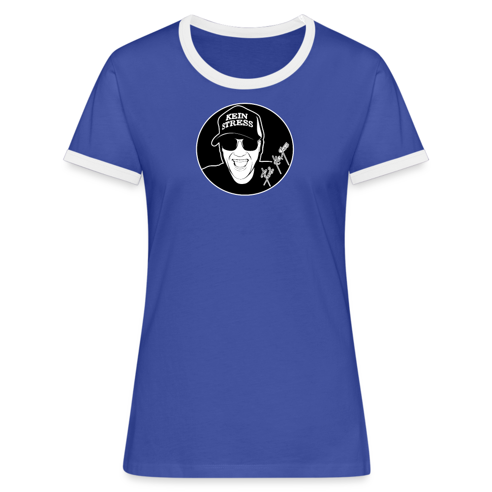 Boscho Kein Stress ® Frauen Kontrast-T-Shirt - Blau/Weiß