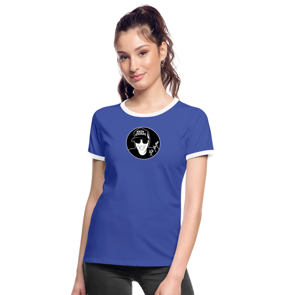 Boscho Kein Stress ® Frauen Kontrast-T-Shirt - Blau/Weiß