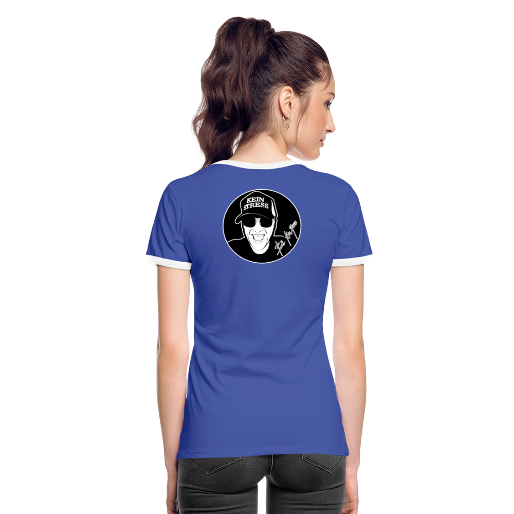 Boscho Kein Stress ® Frauen Kontrast-T-Shirt - Blau/Weiß