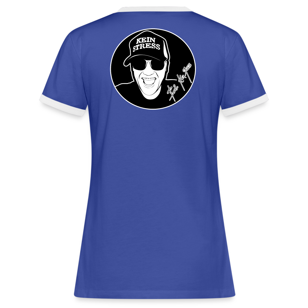 Boscho Kein Stress ® Frauen Kontrast-T-Shirt - Blau/Weiß