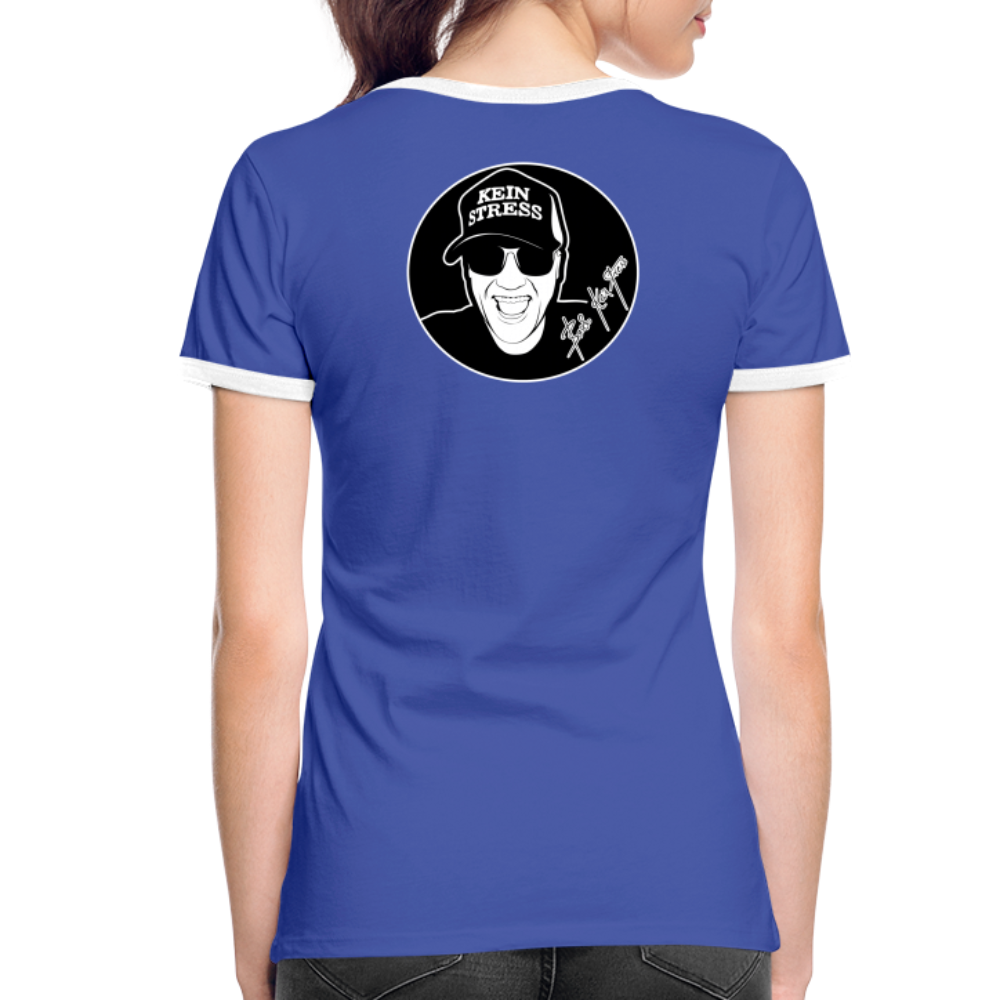 Boscho Kein Stress ® Frauen Kontrast-T-Shirt - Blau/Weiß