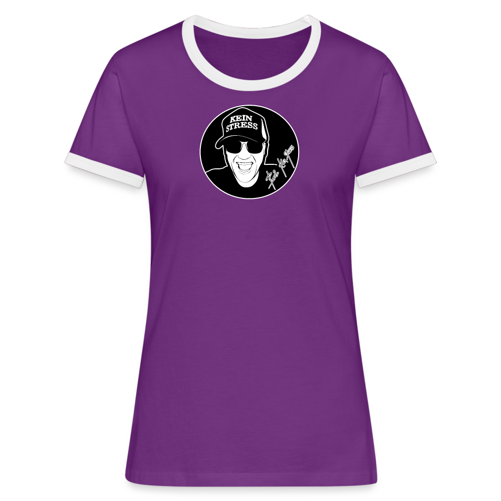 Boscho Kein Stress ® Frauen Kontrast-T-Shirt - Lila/Weiß