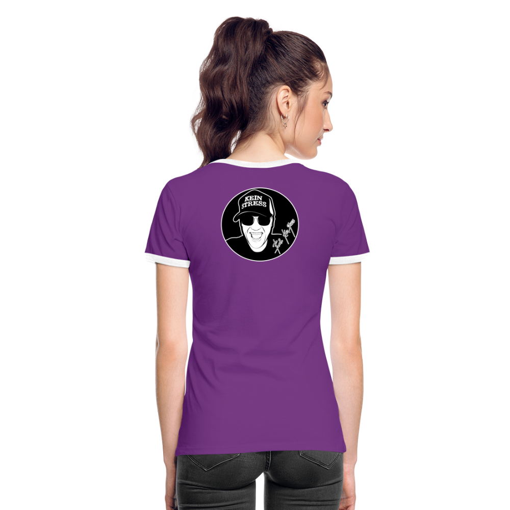 Boscho Kein Stress ® Frauen Kontrast-T-Shirt - Lila/Weiß