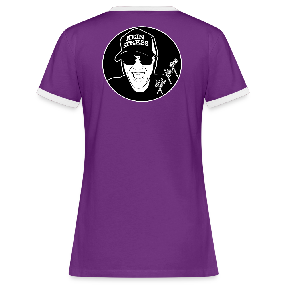 Boscho Kein Stress ® Frauen Kontrast-T-Shirt - Lila/Weiß