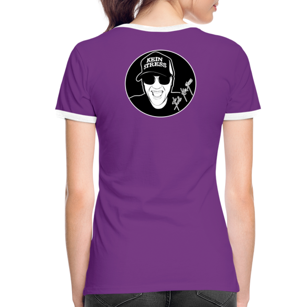 Boscho Kein Stress ® Frauen Kontrast-T-Shirt - Lila/Weiß