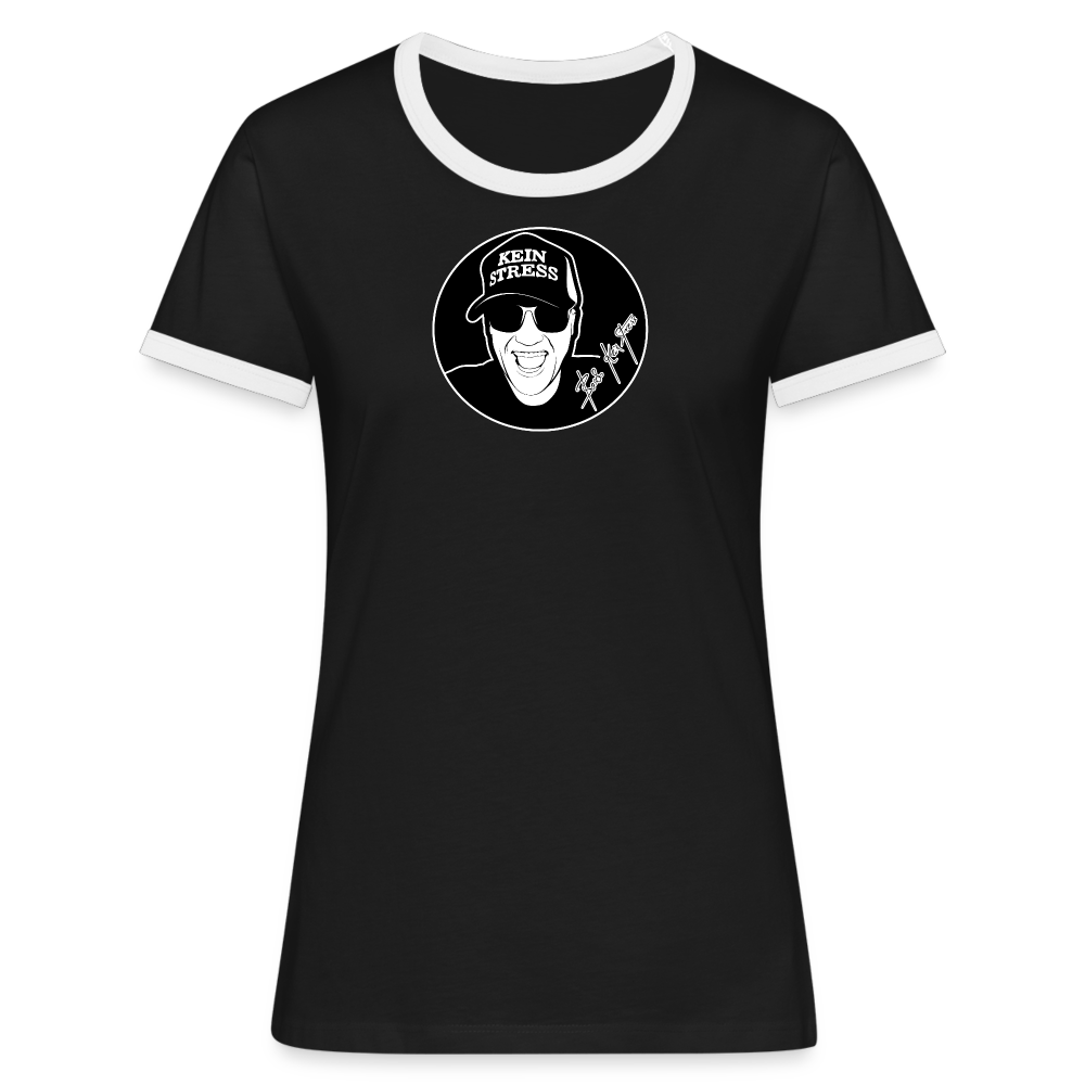 Boscho Kein Stress ® Frauen Kontrast-T-Shirt - Schwarz/Weiß
