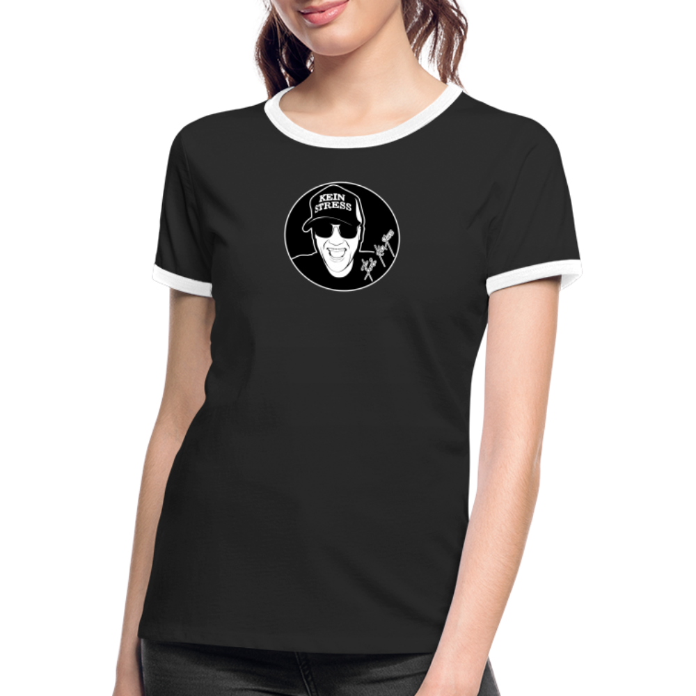 Boscho Kein Stress ® Frauen Kontrast-T-Shirt - Schwarz/Weiß