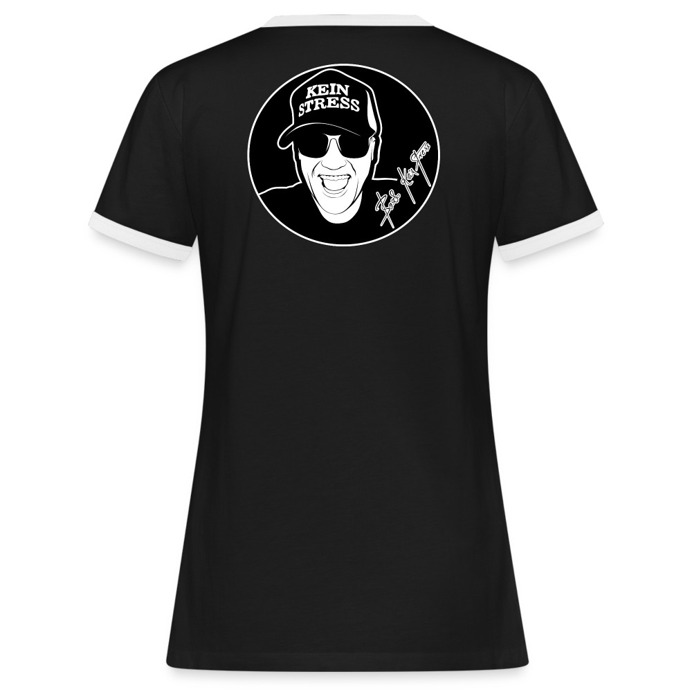 Boscho Kein Stress ® Frauen Kontrast-T-Shirt - Schwarz/Weiß