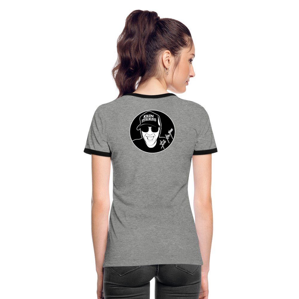 Boscho Kein Stress ® Frauen Kontrast-T-Shirt - Grau meliert/Schwarz