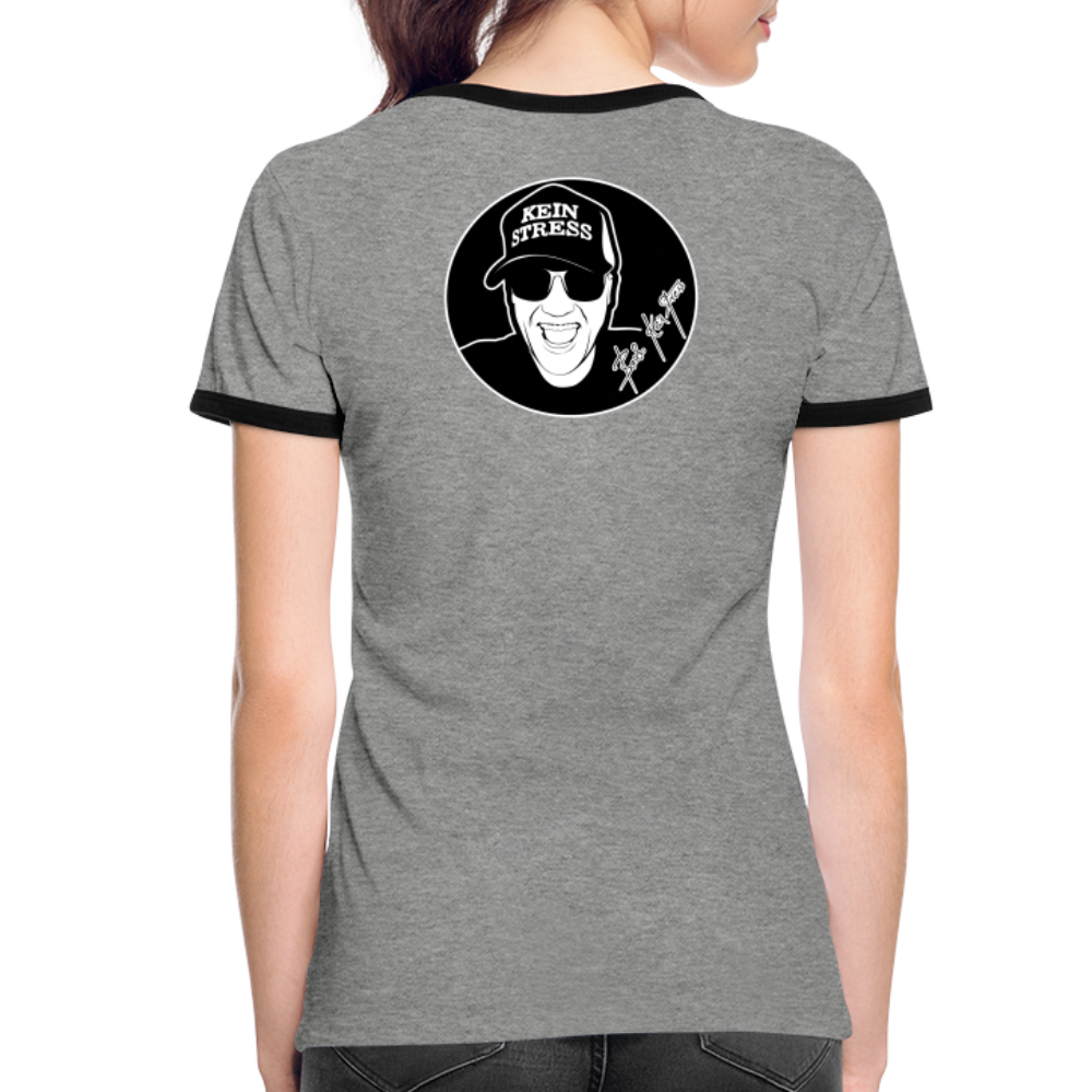 Boscho Kein Stress ® Frauen Kontrast-T-Shirt - Grau meliert/Schwarz