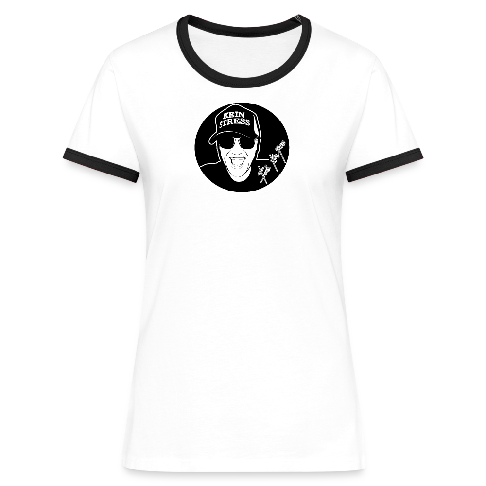 Boscho Kein Stress ® Frauen Kontrast-T-Shirt - Weiß/Schwarz