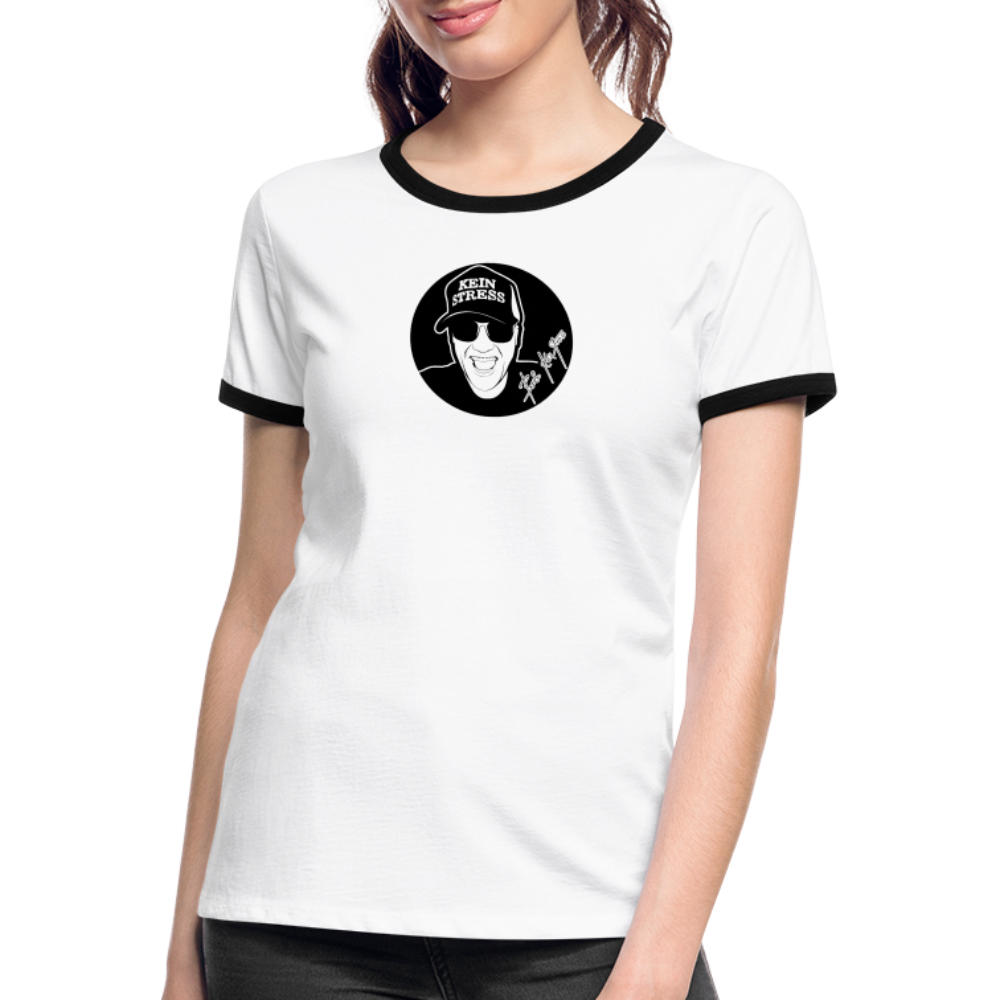 Boscho Kein Stress ® Frauen Kontrast-T-Shirt - Weiß/Schwarz